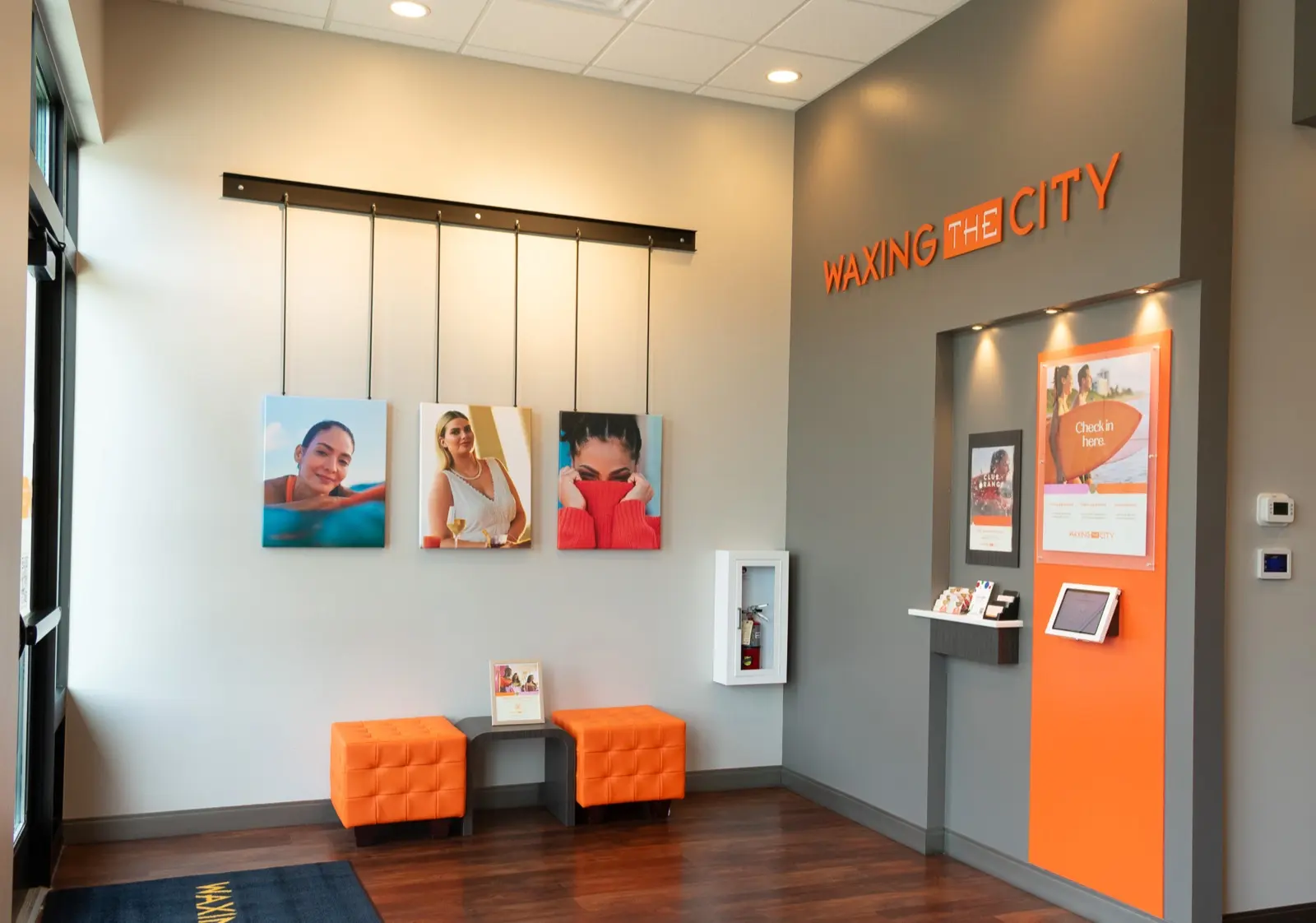 Franchise reception interior buildout by McKee Giuliani Builders